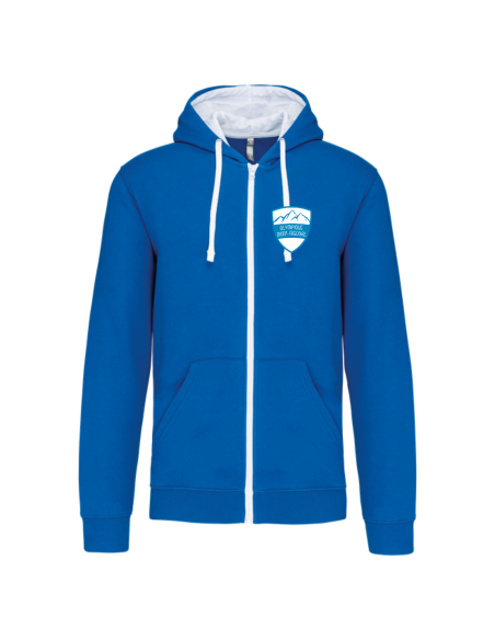 K466 - Sweat-shirt zippé capuche contrastée